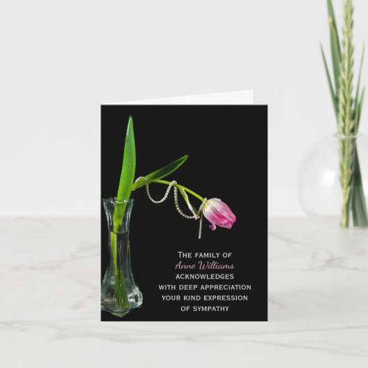 ピンクチューリップとパール家族から感謝 サンキューカード (正面)