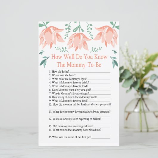 ピンクチューリップどのように良く赤ちゃんシャワーのゲームを知っている (スタンド正面)