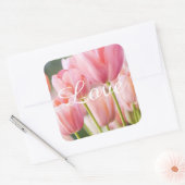 ピンクチューリップのステッカーと封筒用シール スクエアシール (封筒)
