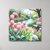 ピンクチューリップアットパーク キャンバスプリント (正面)