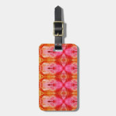 ピンクチューリップイカット4 X 1974 ラゲッジタグ (正面縦)