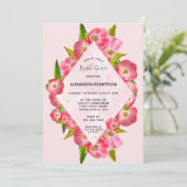ピンクチューリップウォータカラーフローラブライダルシャワー 招待状 (スタンド正面)