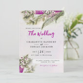 ピンクチューリップウォータカラーフローラ結婚式招待状 招待状 (スタンド正面)