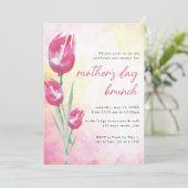 ピンクチューリップウォーターカラーマザーズデイブランチ 招待状 (スタンド正面)