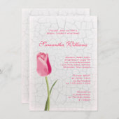 ピンクチューリップオンクラックル絵を描ブライダルシャワー 招待状 (正面/裏面)
