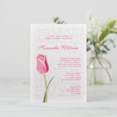 ピンクチューリップオンクラックル絵を描ブライダルシャワー 招待状 (スタンド正面)