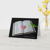 ピンクチューリップオンホーリーバイブル悔やみや弔慰 カード (黄色い花)