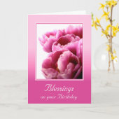 ピンクチューリップカスタム誕生日カード カード (黄色い花)