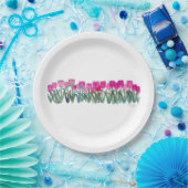 ピンクチューリップグローブ紙プレート ペーパープレート (パーティー)