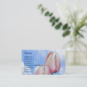 ピンクチューリップスブルースカイフローラ名刺 名刺 (スタンド正面)