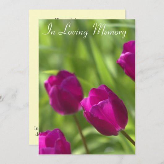 ピンクチューリップス追悼式発表 招待状 (正面/裏面)