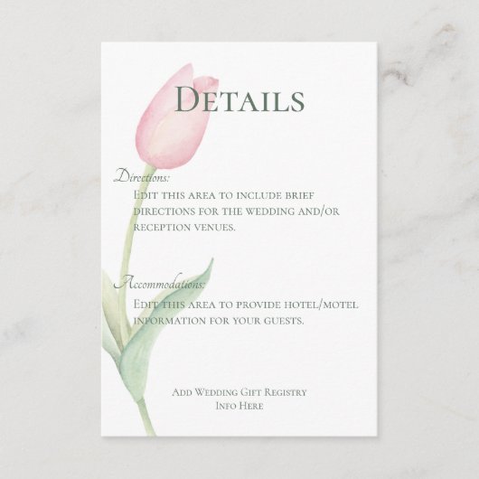 ピンクチューリップソ結婚ロ詳細 エンクロージャーカード (正面)