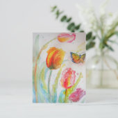 ピンクチューリップチューリップフローラ水彩ポストカード シーズンポストカード (スタンド正面)