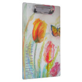 ピンクチューリップチューリップフローラ水彩女性名 クリップボード (右)