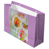 ピンクチューリップチューリップフローラ水彩抱き枕 ラージペーパーバッグ (正面アングル)