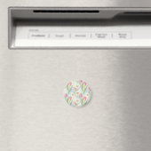 ピンクチューリップデイジー水彩春のパターン マグネット (インサイチュ (食洗機))