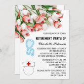 ピンクチューリップナース退職パーティー 招待状 (正面/裏面)