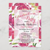 ピンクチューリップパターンフローラ卒業 招待状 (正面/裏面)