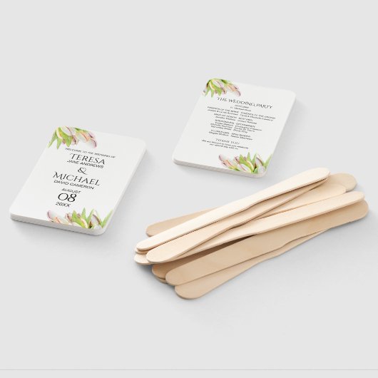 ピンクチューリップパーソナライズされたプログラム庭園の結婚式 ハンドファン (組立なし)