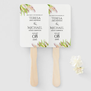 ピンクチューリップパーソナライズされた庭園の結婚式 ハンドファン