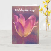 ピンクチューリップフラワーアート誕生日カード カード (黄色い花)