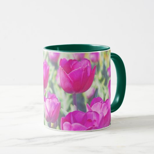 ピンクチューリップフラワーズアートマグ マグカップ (正面右)