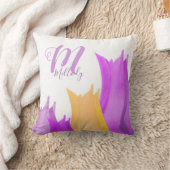 ピンクチューリップフラワーモノグラム名フローラ投げピル クッション (ブランケット)
