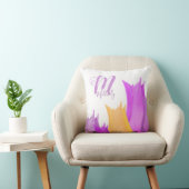 ピンクチューリップフラワーモノグラム名フローラ投げピル クッション (椅子)