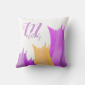 ピンクチューリップフラワーモノグラム名フローラ投げピル クッション (裏面)