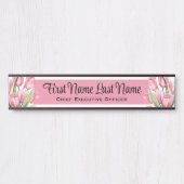 ピンクチューリップフローラオフィスドアシンボルや象徴名プレート サインプレート (正面)