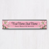 ピンクチューリップフローラオフィスドアシンボルや象徴名プレート サインプレート (正面)