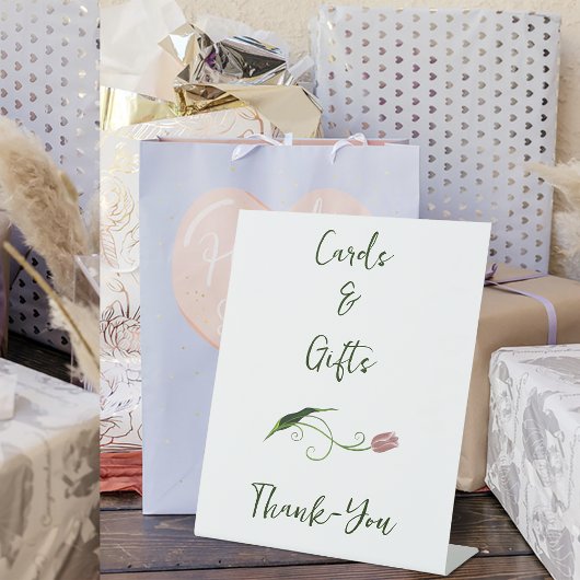 ピンクチューリップフローラカード&ギフト 台座サイン