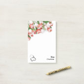 ピンクチューリップフローラナース聴診器  ポストイット (デスク上)