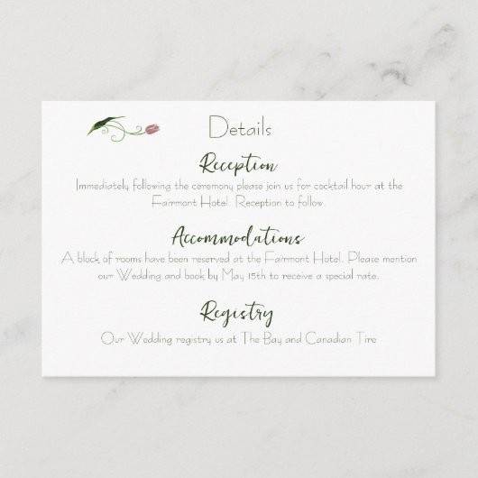 ピンクチューリップフローラ エンクロージャーカード (正面)