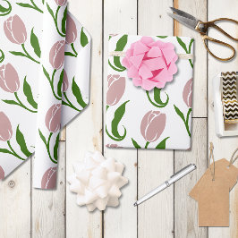 ピンクチューリップフローラ ラッピングペーパー