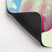 ピンクチューリップブルースカイクラウド自然 マウスパッド (コーナー)