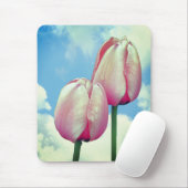 ピンクチューリップブルースカイクラウド自然 マウスパッド (マウス)