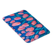 ピンクチューリップブルーフィールド、春の花フローラアート マグネット (右側)