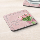ピンクチューリップマザーズデイコースターの束 コースター (左側)