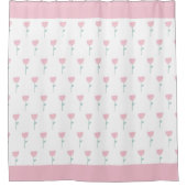 ピンクチューリップミニマルシンプルフローラガーリーかわいい シャワーカーテン (正面)