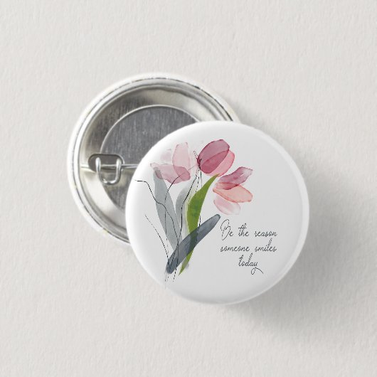 ピンクチューリップ感動的をスマイルする理由だ 缶バッジ (正面&裏面)