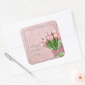 ピンクチューリップ母のデイスクエアステッカーの束 スクエアシール (封筒)