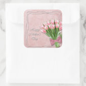 ピンクチューリップ母のデイスクエアステッカーの束 スクエアシール (バッグ)