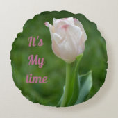 ピンクチューリップ私の開花時間 ラウンドクッション (正面)
