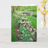 ピンクチューリップ素晴らし祖母ハッピーバースデー カード (黄色い花)