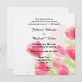 ピンクチューリップ結婚ズ 招待状 (正面/裏面)