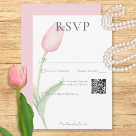 ピンクチューリップ結婚ソロのQRコード 出欠カード