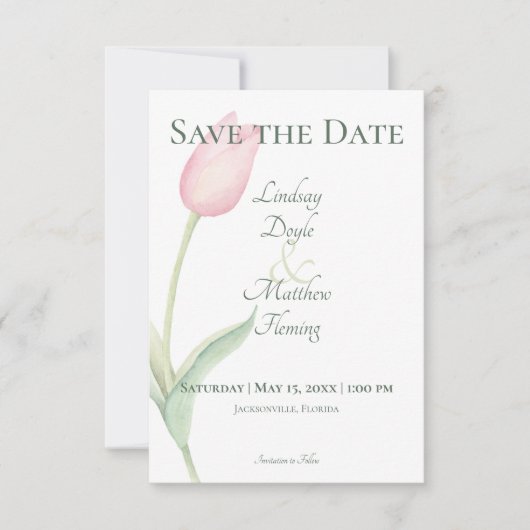 ピンクチューリップ結婚ソロ セーブザデート (正面)