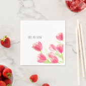 ピンクチューリップ結婚フローラ スタンダードカクテルナプキン (インサイチュ)