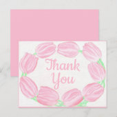 ピンクチューリップ縁ど~サンキューカード ポストカード (正面/裏面)